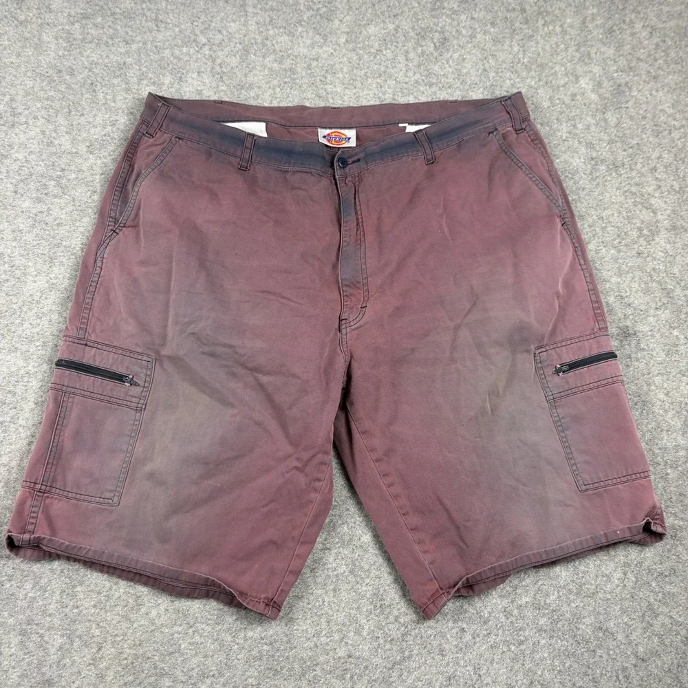 Dickies Cargo Shorts Mens 44 Sun Faded Maroon Y2K Workwear‎ Utility Distressed